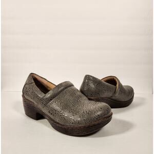 boc BORN CONCEPT Peggy Clog Women 9M Pewter Silver Gray Pebble Embossed Metallic